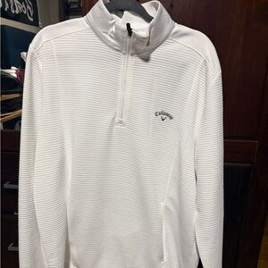 Callaway White Textured Quarter-Zip Top